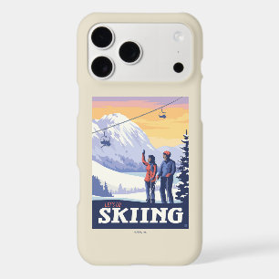 Let’s Go Skiing Vintage Print iPhone 17 Pro Max Case