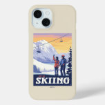 Let’s Go Skiing Vintage Print iPhone 15 Case