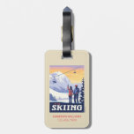 Let’s Go Skiing Vintage Print Luggage Tag