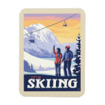Let’s Go Skiing Vintage Print Magnet