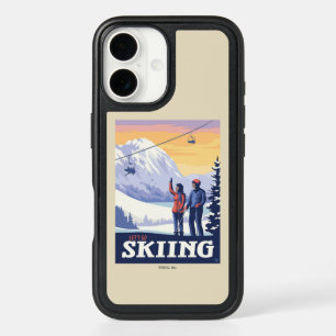 Let’s Go Skiing Vintage Print iPhone 16 Case