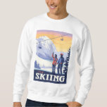 Let’s Go Skiing Vintage Print Sweatshirt