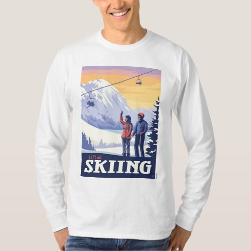Let’s Go Skiing Vintage Print