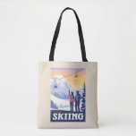 Let’s Go Skiing Vintage Print Tote Bag