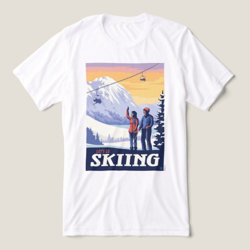 Let’s Go Skiing Vintage Print