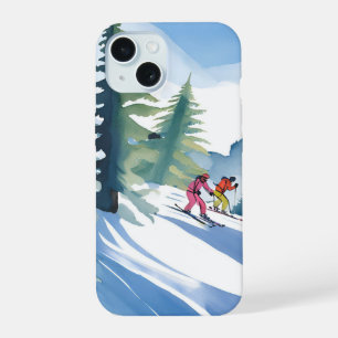Let’s Go Skiing Winter Watercolor iPhone 15 Case