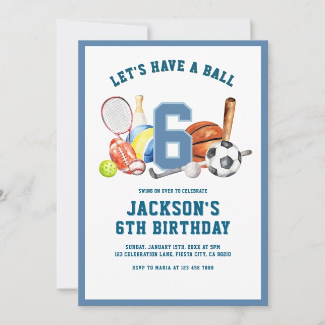 Let’s Have a Ball Birthday | Boy Sports Party  Invitation (Front)