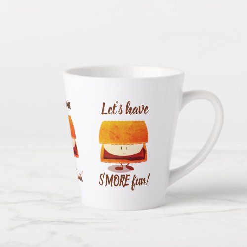 Lets Have Smore Fun Pun Smiling Cartoon Latte Mug