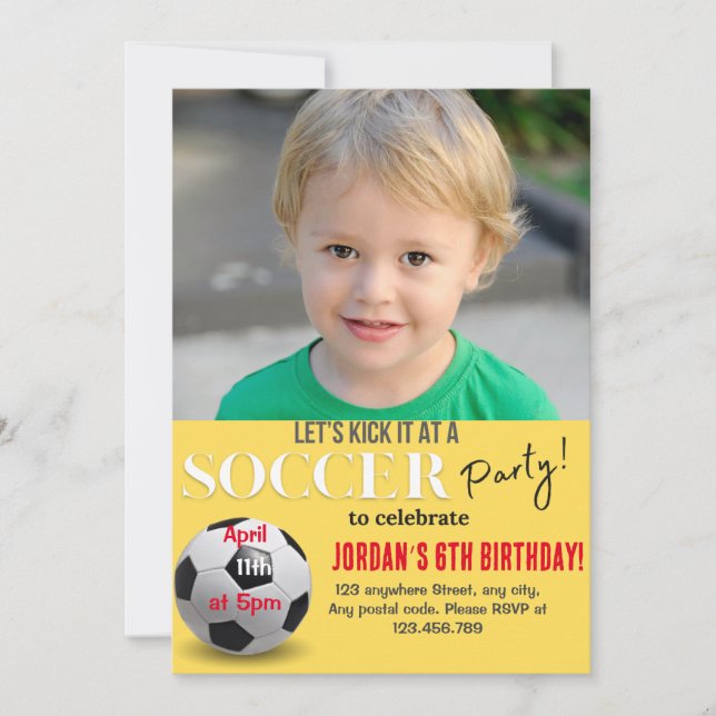 Let’s kick it Soccer party Invitation (Front)