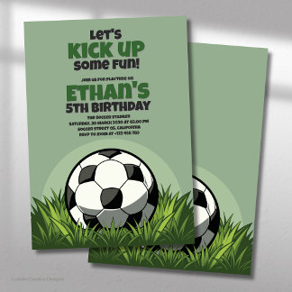 Let’s Kick It Up Soccer Ball Birthday Party Invitation