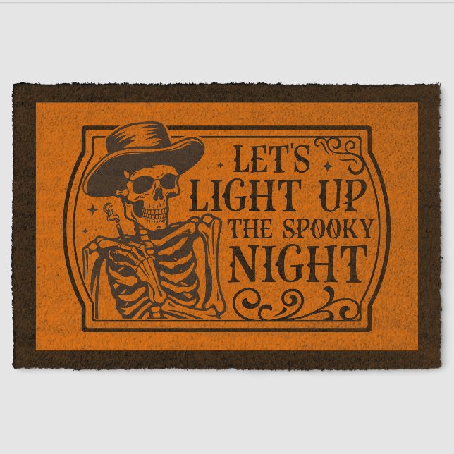 Let’s Light Up the Spooky Night – Skeleton Style Fiber Doormat (Front)
