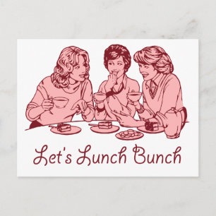 Let’s Lunch Bunch 50’s retro graphic Postcard