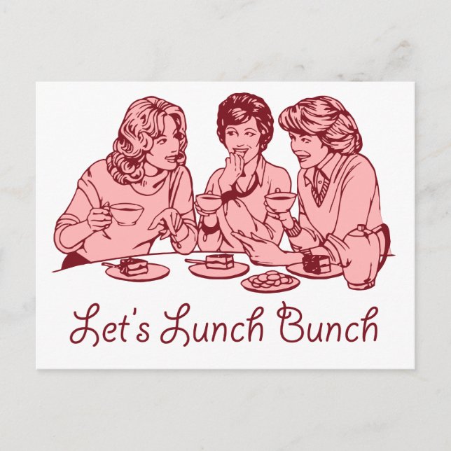 Let’s Lunch Bunch 50’s retro graphic Postcard (Front)