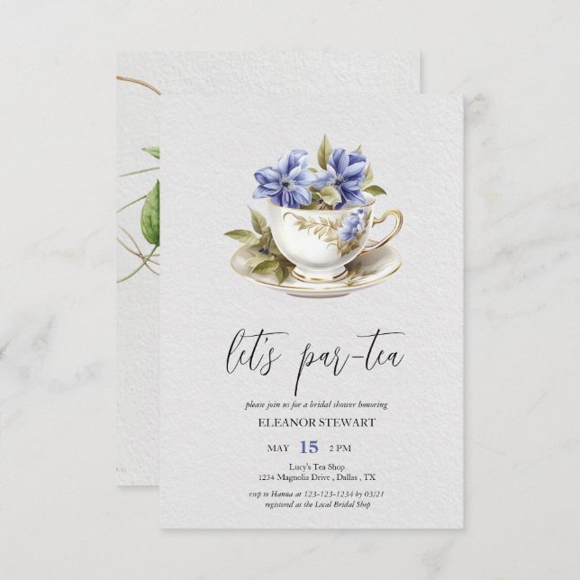 Let’s Par-Tea Tea Party Invitation (Front/Back)