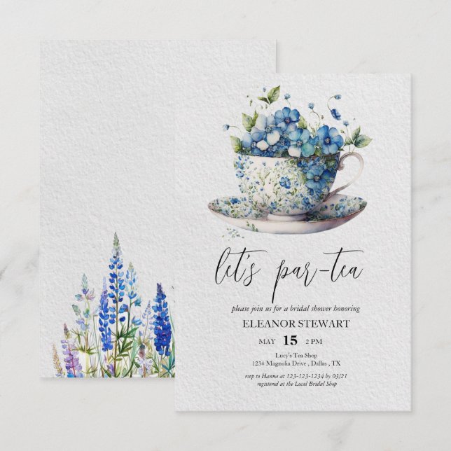 Let’s Par-Tea Tea Party Invitation (Front/Back)