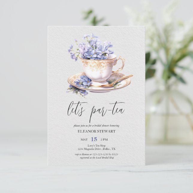 Let’s Par-Tea Tea Party Invitation (Standing Front)