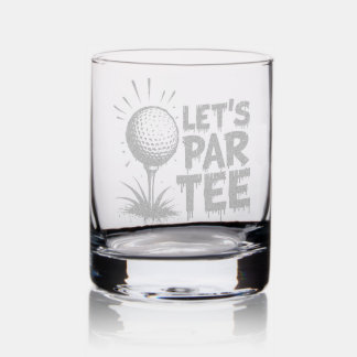 Let’s Par Tee Custom Golf Gift Etched Rocks Glass