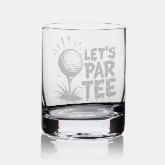 Let’s Par Tee Custom Golf Gift Etched Rocks Glass (Glassware)
