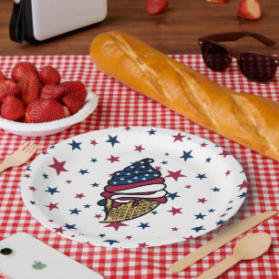 Let’s party! Red White Blue Ice Cream Paper Plates