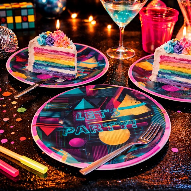 Let’s Party Retro 80s 90's Memphis Geometric Paper Plates (Creator Uploaded)