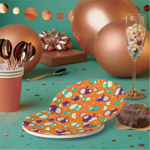 🍏 Let’s Party Started – Apple on orange Paper Plates