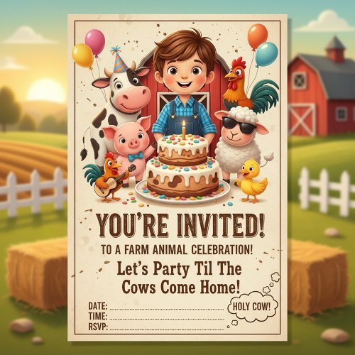 Let’s Party Til the Cows Come Home | Editable Farm