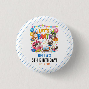 Let’s Pawty Cat 5th Birthday Cute Kitty Birthday Button