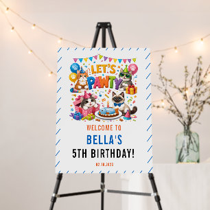 Let’s Pawty Cat 5th Birthday Cute Kitty Birthday Foam Board