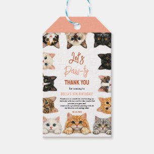 Let’s Pawty Cat 5th Birthday Cute Kitty Birthday Gift Tags