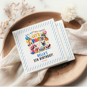 Let’s Pawty Cat 5th Birthday Cute Kitty Birthday Napkins