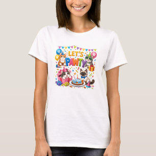 Let’s Pawty Cat 5th Birthday Cute Kitty Birthday T-Shirt