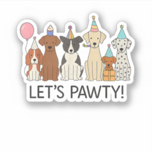 Let’s Pawty Cute Dogs Party Celebration Dog Lovers Sticker