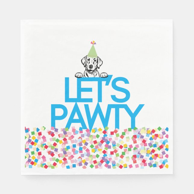 “Let’s PAWTY” Labrador Party Luncheon Napkins (Front)