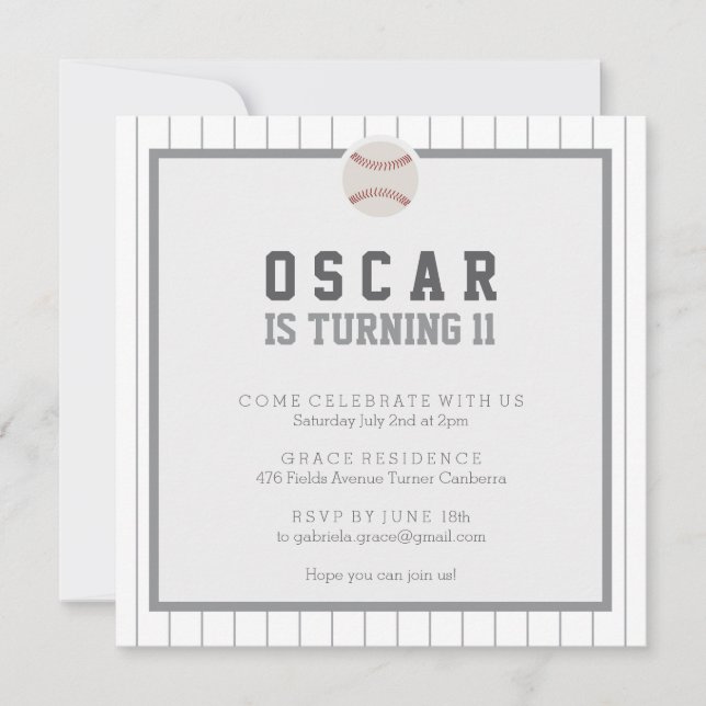 Let’s Play Baseball Birthday Party Invitation (Front)