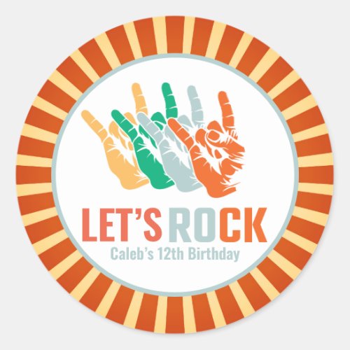 Letâs Rock and Roll Rockstar Birthday Classic Round Sticker