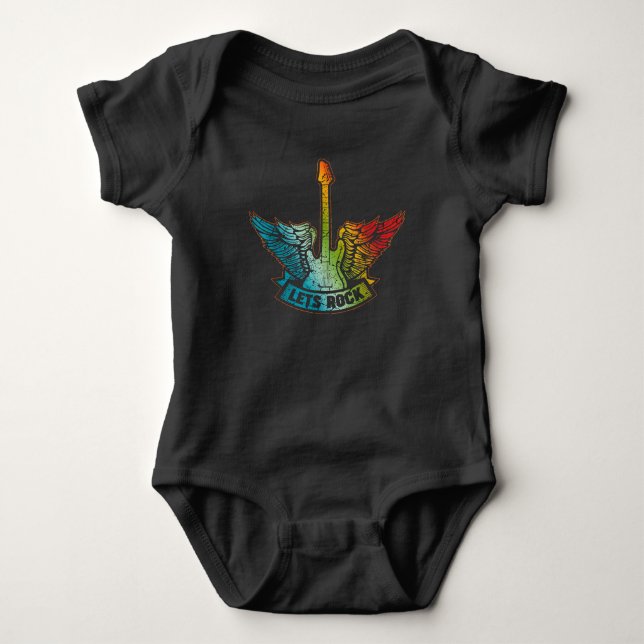 Let’s Rock Legend Rock And Roll Music Guitar Baby Bodysuit (Front)