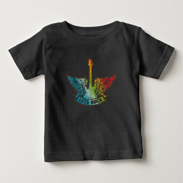 Let’s Rock Legend Rock And Roll Music Guitar Baby T-Shirt (Front)