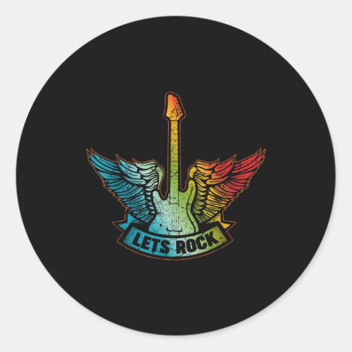 Lets Rock Legend Rock And Roll Music Guitar Classic Round Sticker