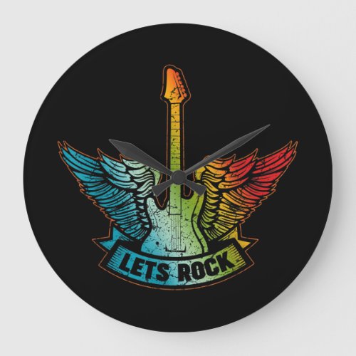 Lets Rock Legend Rock And Roll Music Guitar Large Clock