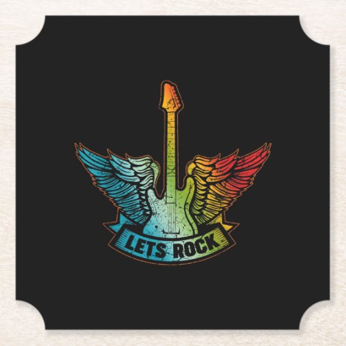 Lets Rock Legend Rock And Roll Music Guitar Paper Coaster