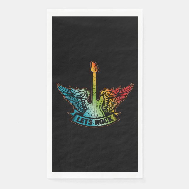 Let’s Rock Legend Rock And Roll Music Guitar Paper Guest Towels (Front)