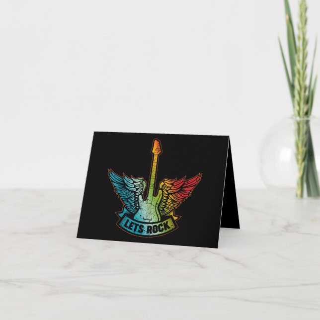 Let’s Rock Legend Rock And Roll Music Guitar Thank You Card (Front)