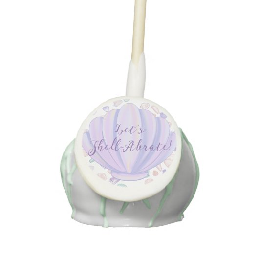 Let’s Shell-abrate Pastel Seashell Birthday Party Cake Pops (Front)