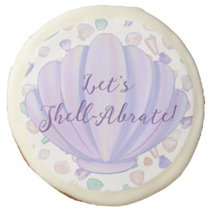 Let’s Shell-abrate Pastel Seashell Birthday Party Sugar Cookie