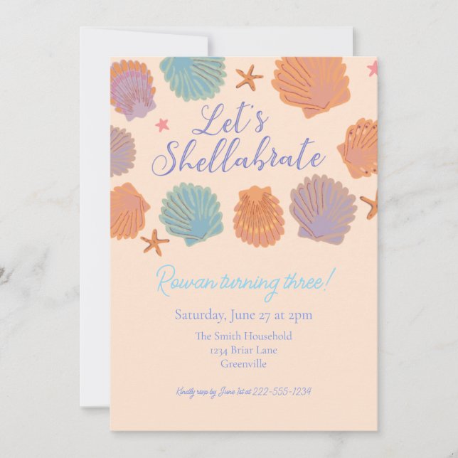 Let’s Shellabrate Kids Birthday Party Invitation (Front)
