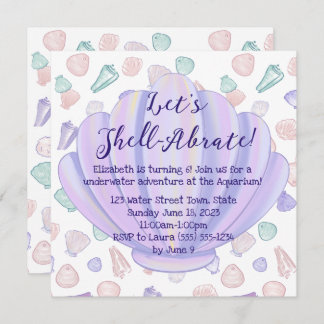 Let’s Shellabrate Seashell Under the Sea Birthday Invitation