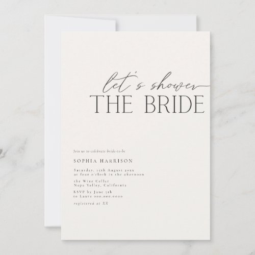 Lets Shower The Bride Elegant Minimalist Invitation