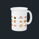 Let’s sushi and party!  beverage pitcher<br><div class="desc">Add a playful touch of Japan to your next celebration or everyday life with this vibrant sushi-themed design. Created by a Japanese artist who graduated from an art university in Kyoto, this piece beautifully blends authentic cultural elements with modern charm. From nigiri to maki, each sushi piece is hand-illustrated in...</div>