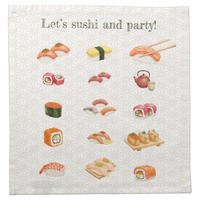 Let’s sushi and party!  cloth napkin (Front)