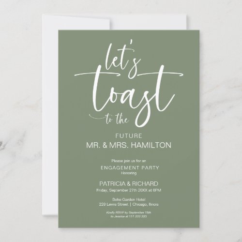 Letâs Toast Chic Calligraphy Engagement Party Invitation